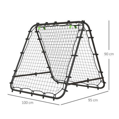 HOMCOM Double Sided Football Rebounder Net, Football Rebound Goal with Five Adjustable Angles, Black 