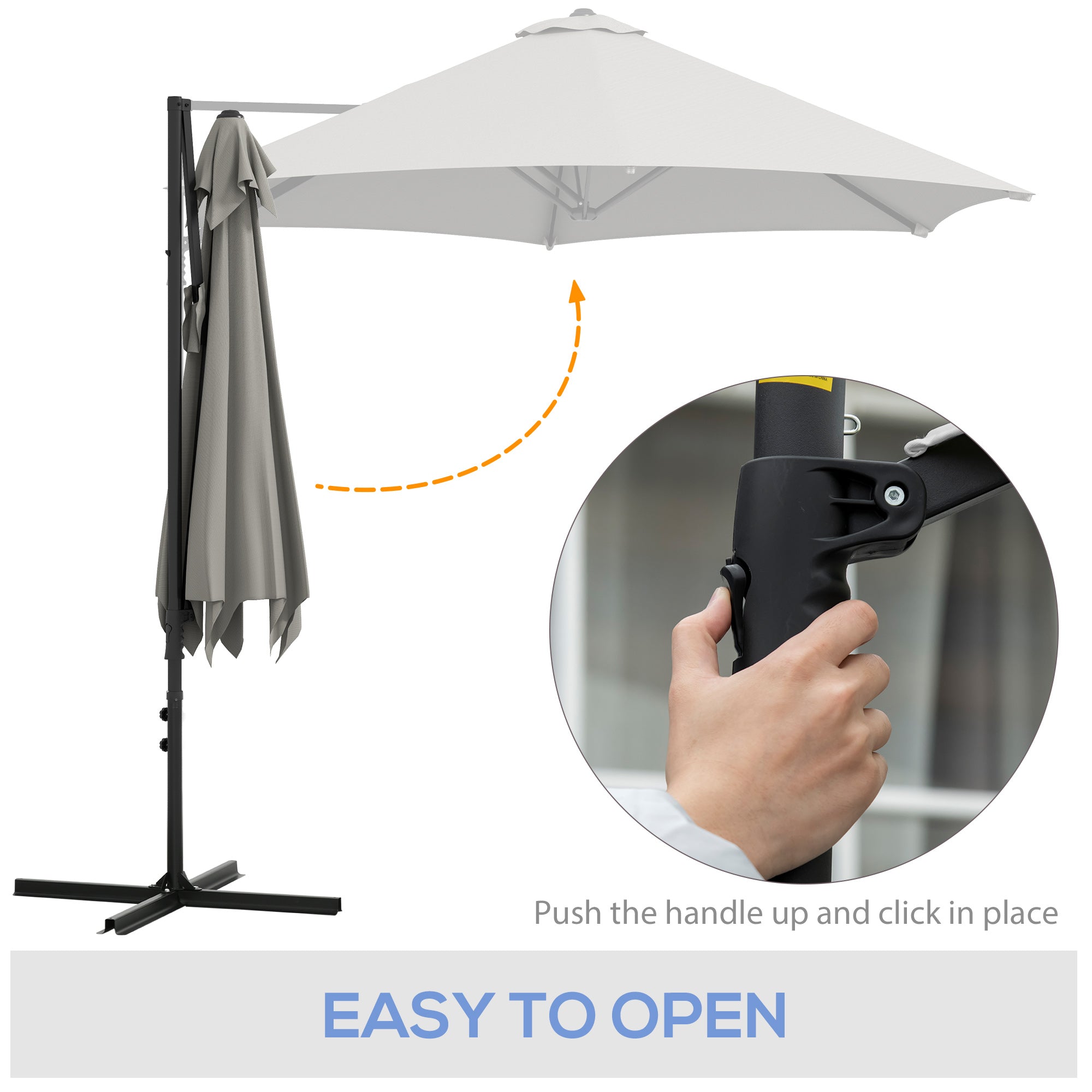 Outsunny 2.5m Rotating Cantilever Parasol - Light Grey 