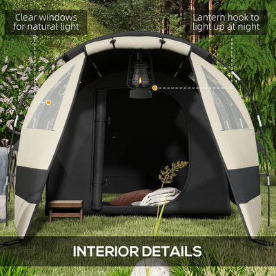 Outsunny Four Man, Two Room Blackout Tent, with Accessories - Khaki 