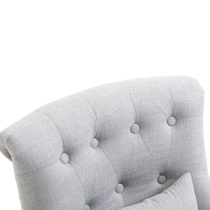 HOMCOM Fabric Single Sofa Dining Chair Tub Chair Upholstered W/ Pillow Solid Wood Leg Home Living Room Furniture Grey 