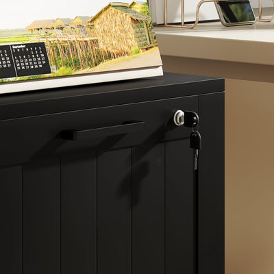 HOMCOM 2 Drawer Filing Cabinet with Lock, Office Storage Cabinet with Adjustable Hanging Bars for A4 Letter Size Files, Black 