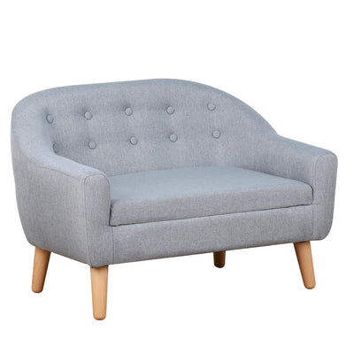 HOMCOM Children's Armchairs Kids Armchair Toddler Chair 2 Seater Wood Frame Mini Sofa for Bedroom Playroom Grey 