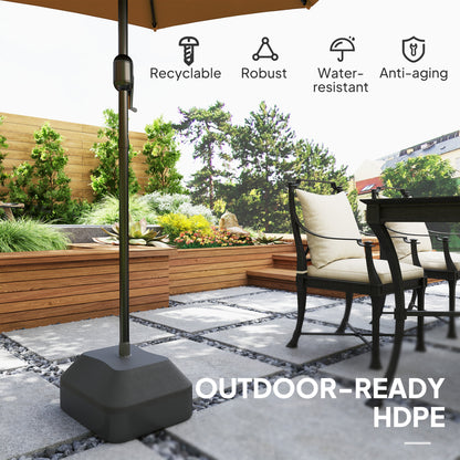 Outsunny Fillable Garden Parasol Base, Heavy Duty Parasol Base Stand Outdoor Umbrella Stand, Filled Up to 24kg with Stand or 20kg with Water, Sun Umbrella Base for Deck Poolside, Black