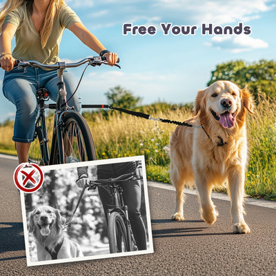 PawHut Dog Lead for Bicycle, Dog Leash for Cycling, Training, Jogging, Black 