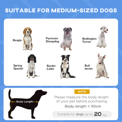 PawHut Raised Dog Bed Waterproof Elevated Pet Cot with Breathable Mesh UV Protection Canopy Blue, for Medium Dogs, 76 x 61 x 73cm 