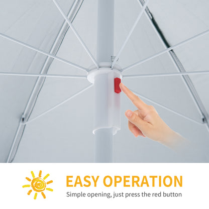 Outsunny 88" Arc 2.2M Fishing Umbrella Beach Parasol with Sides Brolly Shelter Canopy Shade with FREE Carry Bag Blue