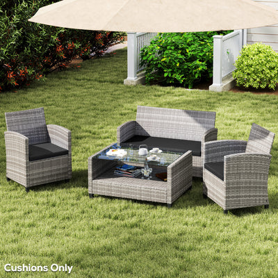 Outsunny Outdoor Seat Cushion Pads for Rattan Furniture, 3 PCs Garden Furniture Cushions, Black 