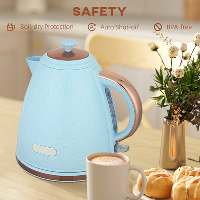 HOMCOM 3kW Rapid Boil Honeycomb Kettle - Light Blue 