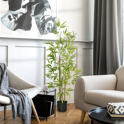HOMCOM Artificial Plant Bamboo Artificial Tree Height 120 cm with Pot for Home Indoor Decor 