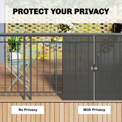 Outsunny 2Pcs Plastic Privacy Screening Fence, 1m x 3 m Waterproof Windbreak Fence, Dark Grey 