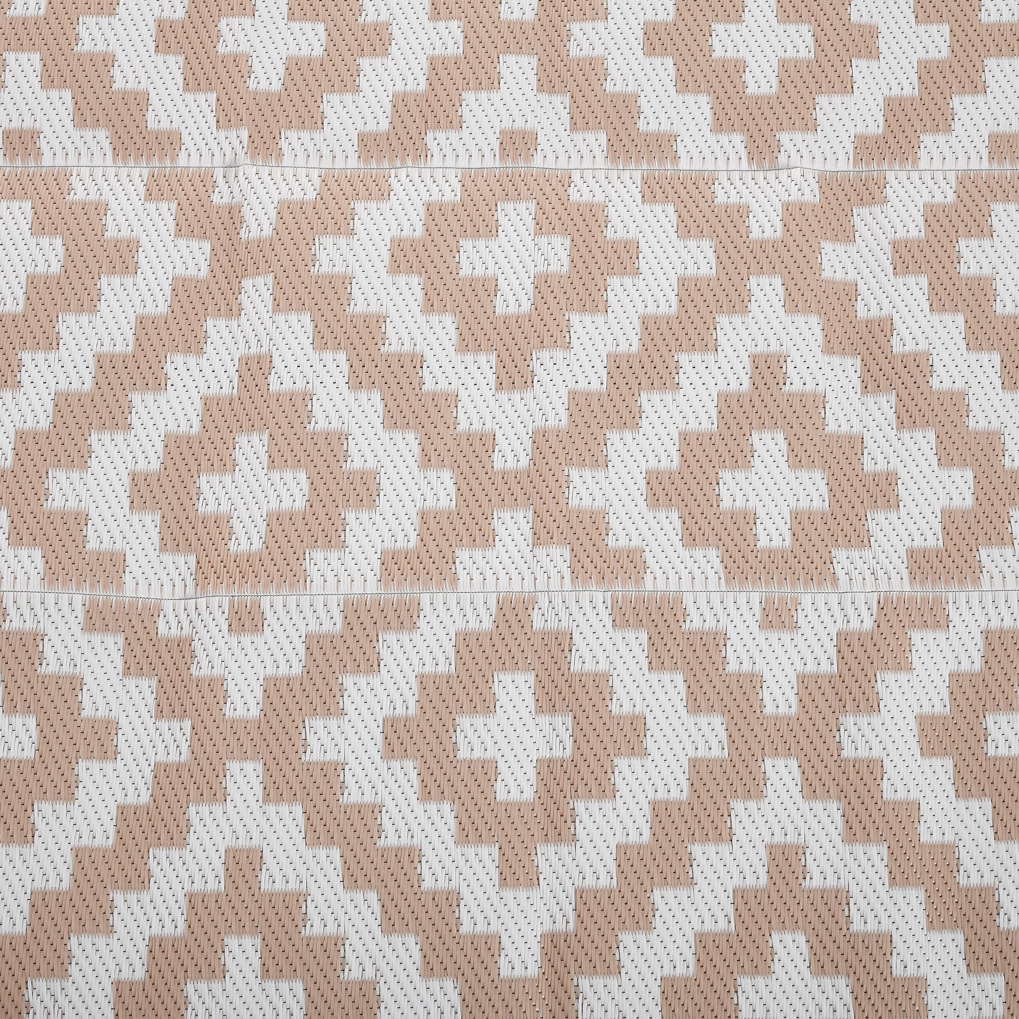 Outsunny Reversible Outdoor RV Rug, Patio Floor Mat, 274 x 182 cm Plastic Straw Rug for Garden, terrace, Beach, Camping, Coffee & White 