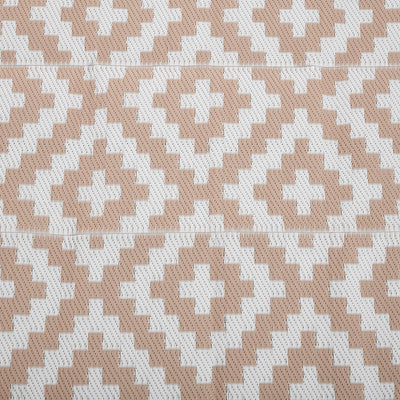 Outsunny Reversible Outdoor RV Rug, Patio Floor Mat, 274 x 182 cm Plastic Straw Rug for Garden, terrace, Beach, Camping, Coffee & White 