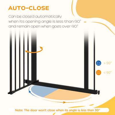 PawHut Metal 74-80cm Wide Adjustable Dog Gate Black 