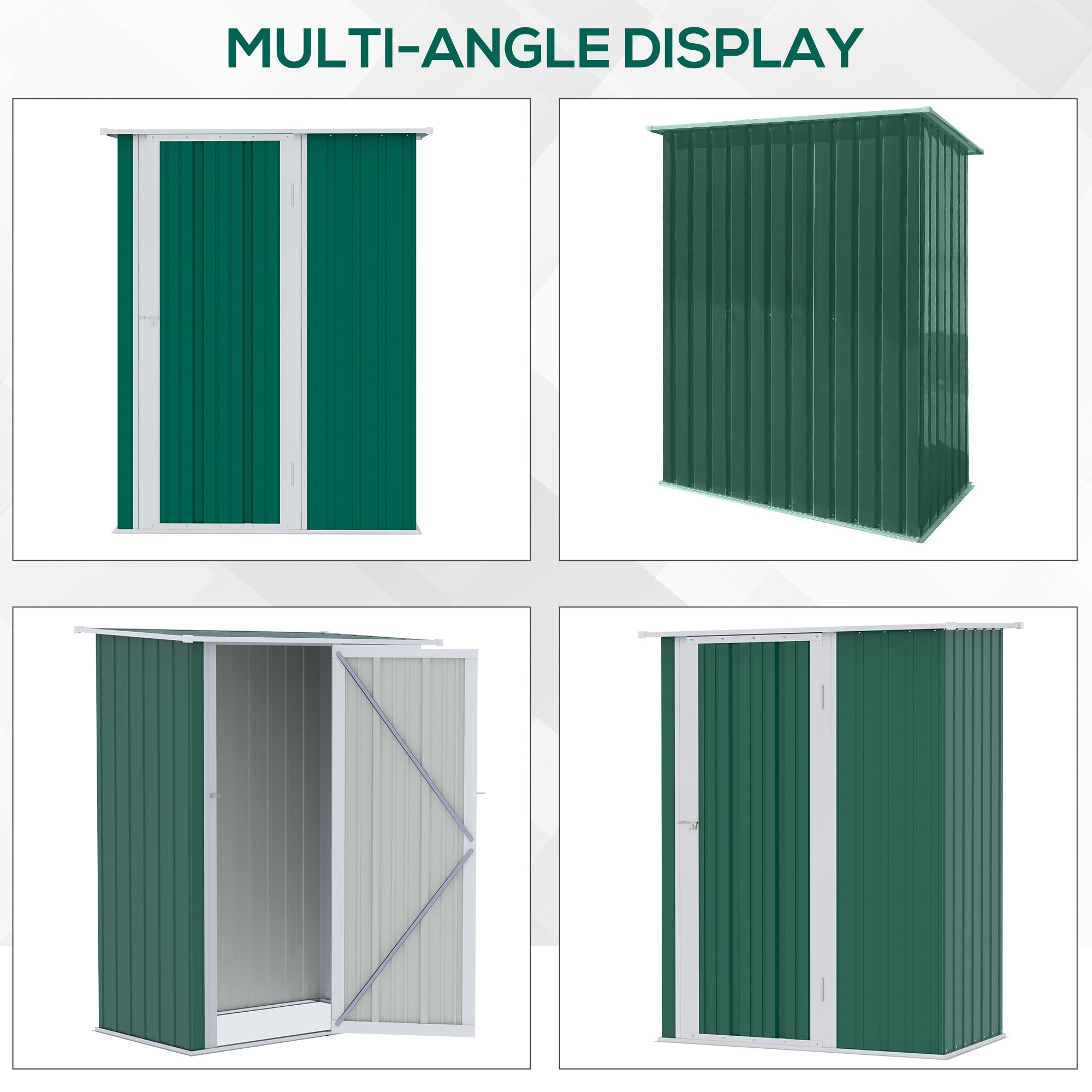 Outsunny 5ft x 3ft Metal Garden Storage Shed, Outdoor Tool Shed with Sloped Roof, Lockable Door for Tools, Equipment, Green 