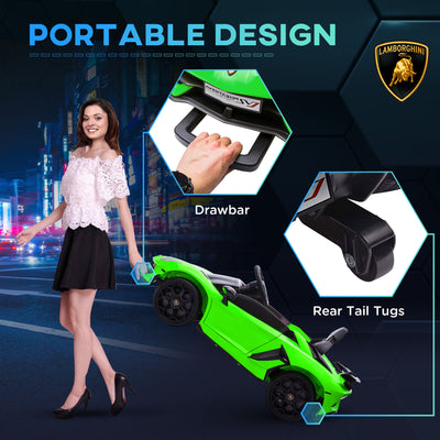 HOMCOM Lamborghini Licensed 12V kids Electric Car w/ Butterfly Doors, Remote, Music, Horn, Suspension - Green 