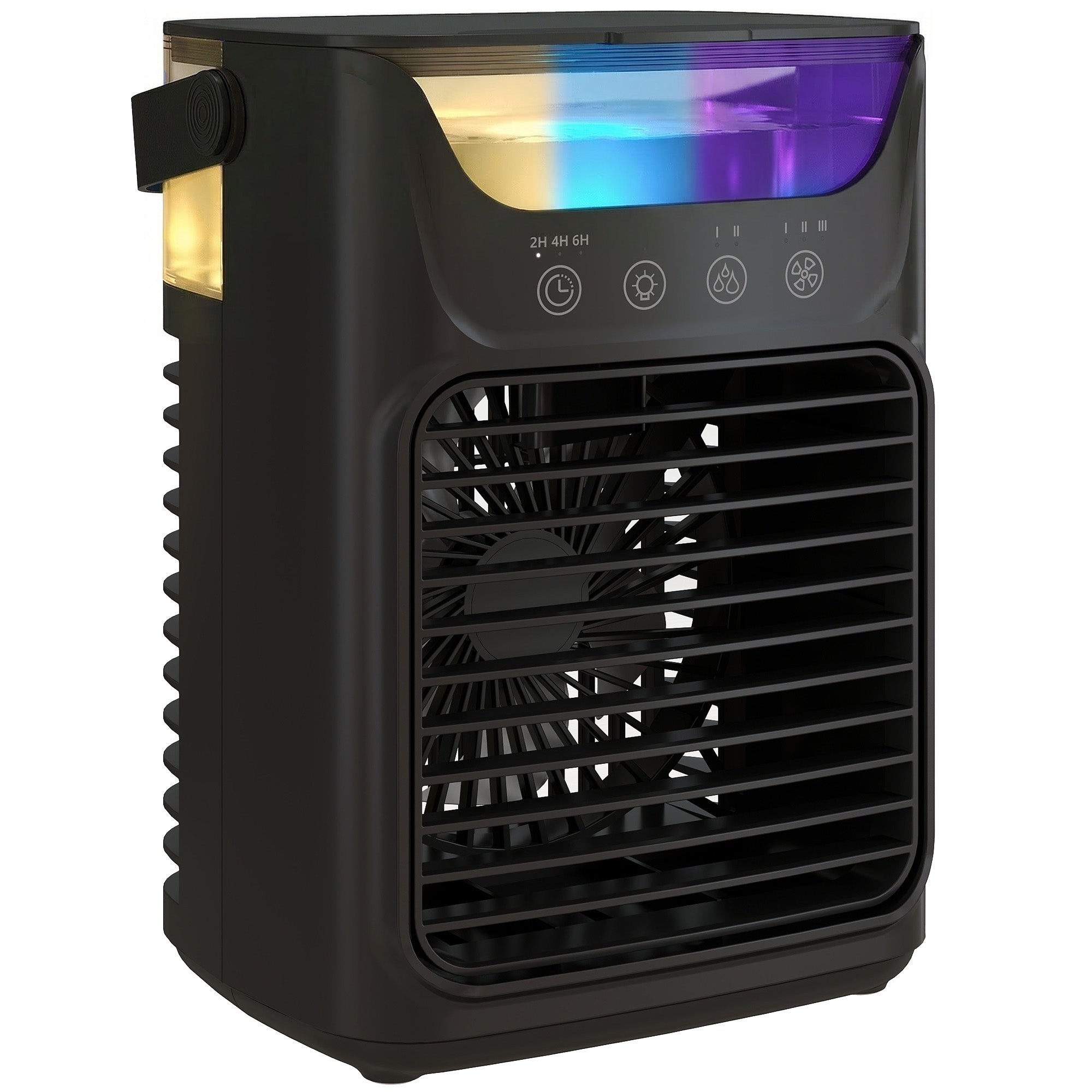 HOMCOM Air Cooler with Adjustable Head, Portable Air Conditioner with 3 Wind Speed, 2 Cool Mist, RGB Light, Black 