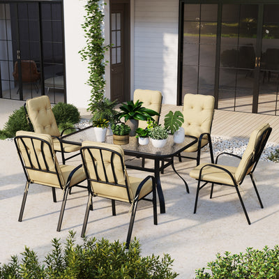 Outsunny Seven-Piece Garden Dining Set with Cushions - Beige 