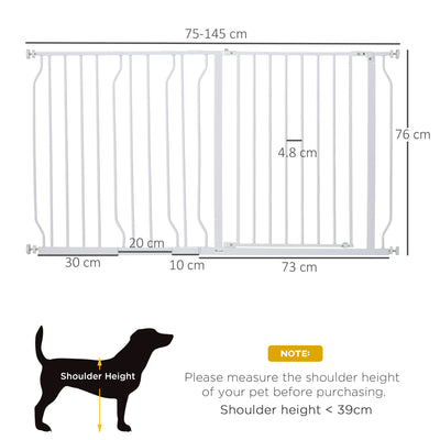 PawHut Extra Wide Dog Safety Gate, with Door Pressure, for Doorways, Hallways, Staircases - White 