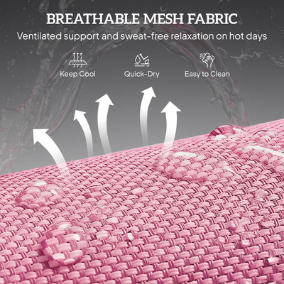 Outsunny Folding Sun Lounger with Head Pillow - Pink 