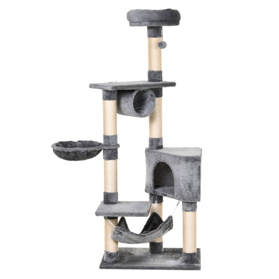 PawHut Cat Tree for Indoor Cats Condo Tower Multi-level Height 150CM  Kittens Activity Stand House with Toys & Various Scratching Posts 