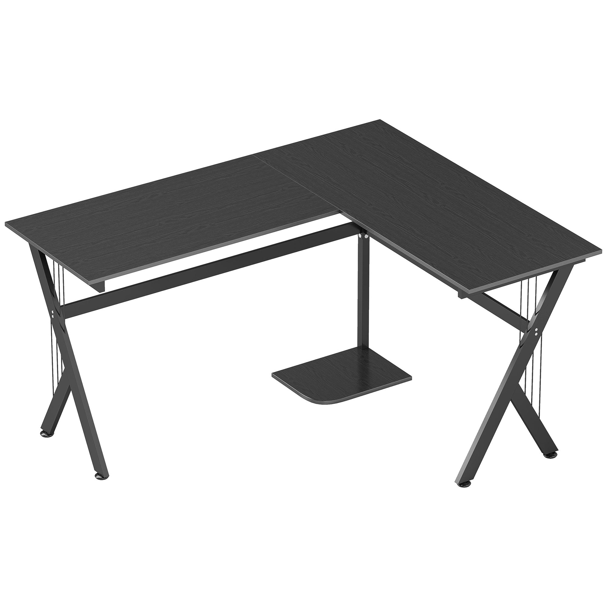 HOMCOM L Shaped Gaming Desk, 155 x 130cm Corner Computer Desk with CPU Stand for Home Office, Study Workstation, Black 