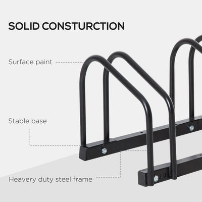 HOMCOM Bike Stand Parking Rack Floor or Wall Mount Bicycle Cycle Storage Locking Stand 179L x 33W x 27H (6 Racks, Black) 