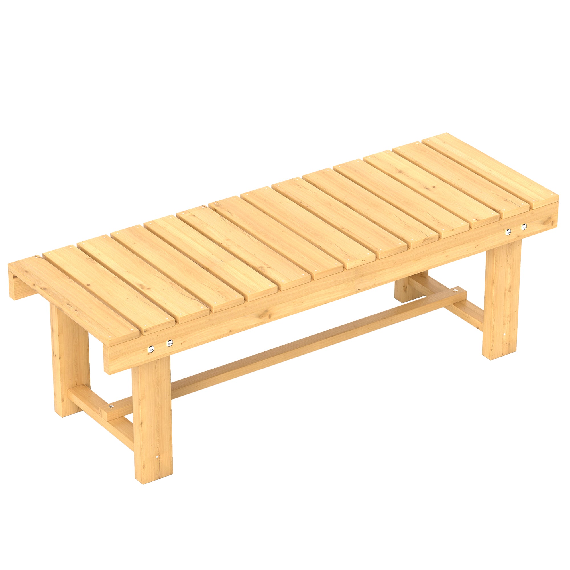 Outsunny 1 Piece 2-seater Outdoor Indoor Wooden Garden Bench Fir Patio Loveseat, 110L x 38W x 35Hcm, Natural 
