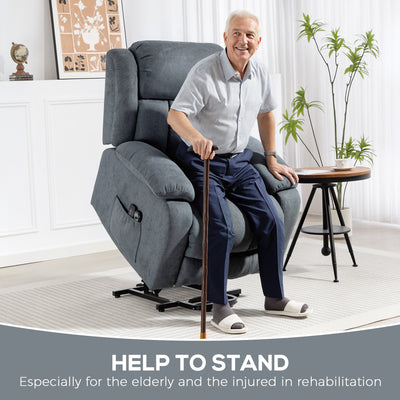 HOMCOM Power Lift Recliner Chair with Massage, Overstuffed Lift Chair for Elderly with Footrest, Remote and Side Pocket, Grey 