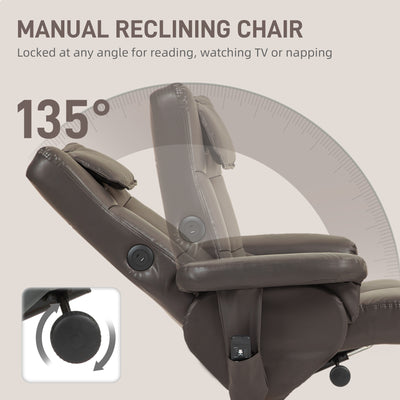 HOMCOM Faux Leather Massage Recliner Chair, with Storage Ottoman - Brown 
