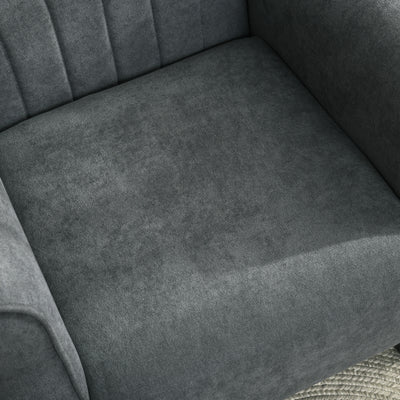 HOMCOM Upholstered Accent Chair with High Back, Rolled Arms and Wood Legs, Soft Thick Padded Armchair, Grey 