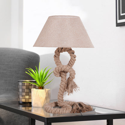HOMCOM Table Lamp Bedside Light Indispensable Nautical Twisted Rope Glow E27 Bedroom Living Room Beige 