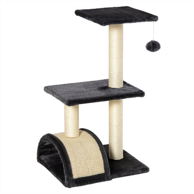 PawHut 72cm Cat Tree with Scratching Post, Pad for Indoor Cats - Black 