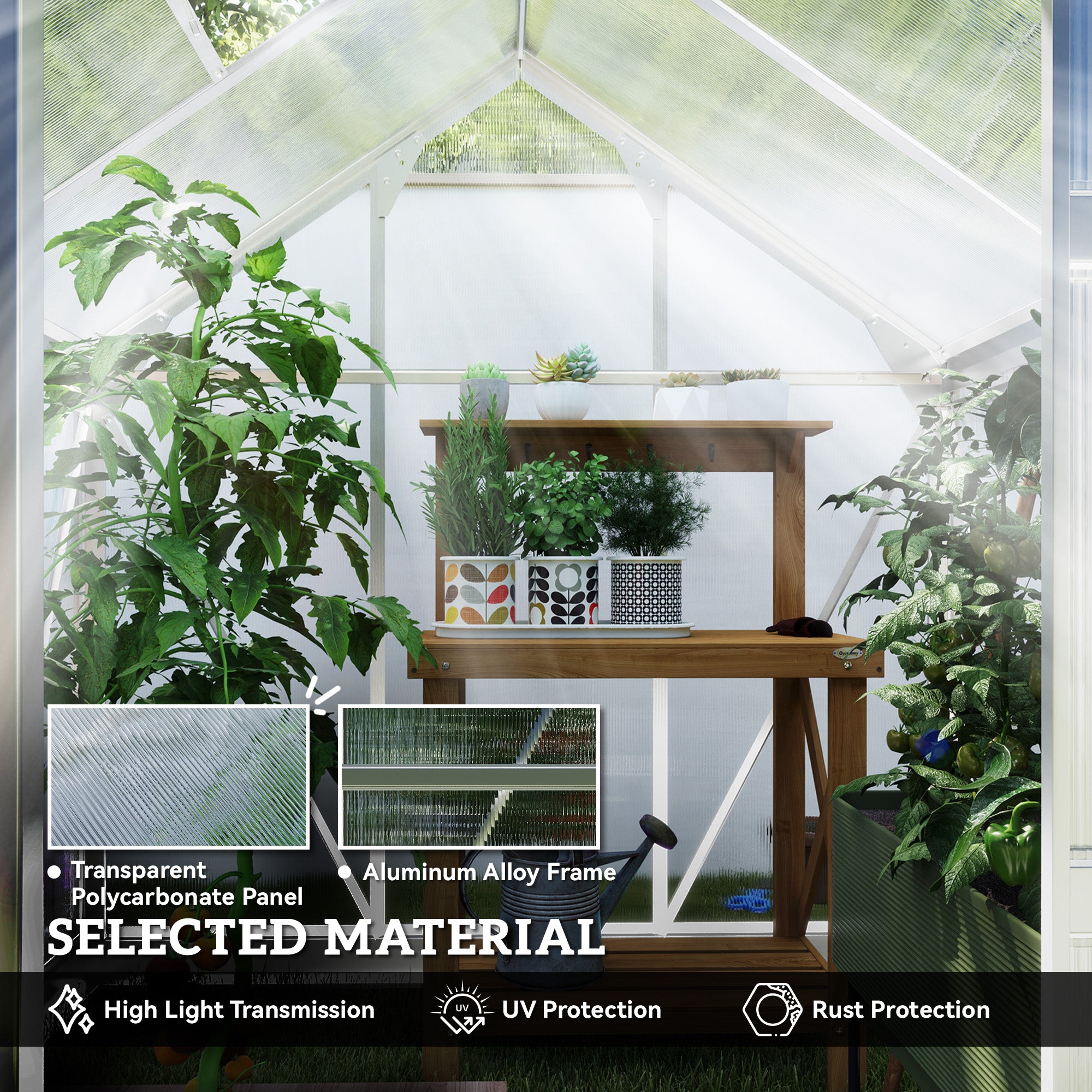 Outsunny 6 x 6ft Polycarbonate Greenhouse - Clear 