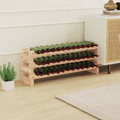 HOMCOM Three-Tier, 36 Bottle Wooden Wine Rack - Natural 
