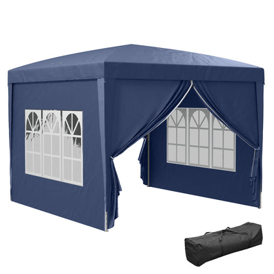 Outsunny 3 x 3(m) Pop Up Gazebo, Water and UV Resistant Party Tent Camping Canopy Marquee with Carry Bag, Blue 