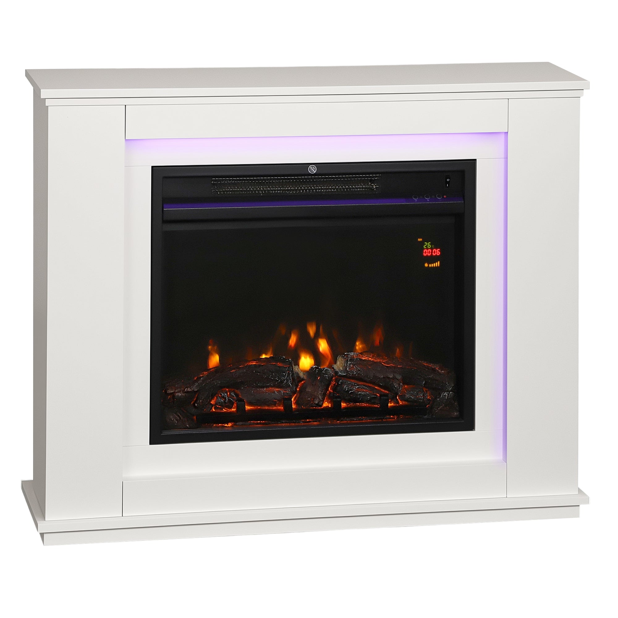 HOMCOM 2000W 6824 BTU Faux Flame Fireplace - White 
