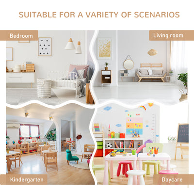 HOMCOM 4-Piece Kids Table and Chair Set with 2 Wooden Chairs, 1 Storage Bench, and Interesting Modern Design, Beige/White 