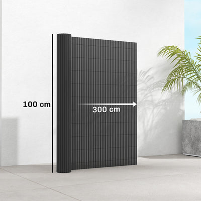 Outsunny 2Pcs Plastic Privacy Screening Fence, 1m x 3 m Waterproof Windbreak Fence, Dark Grey 