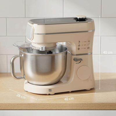 HOMCOM Stand Mixer, 6L 1400W Tilt-Head Food Mixer with 11 Speeds, Pulse & Fermentation Function, LED Display, Cream 