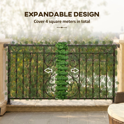 Outsunny Set of 2 Expandable Artificial Trellis Hedges – Realistic Leaf Privacy Screen, 2 x 1 m 