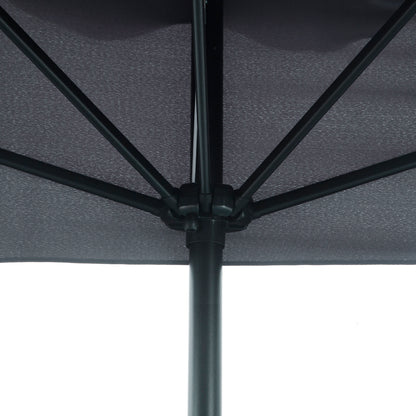 Outsunny 2.3m Half Parasol Semi Round Umbrella Patio Metal Frame Crank Handle for Balcony-- NO BASE INCLUDED, Grey 