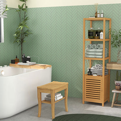 HOMCOM Extendable Bamboo Bathtub Shelf Rack Bath Caddy Tray Bathroom Storage 