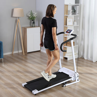 HOMCOM 1.25HP Motorised Electric Treadmill, 10km/h Folding Running Machine, Gym Fitness Exercise with LCD Monitor, White 