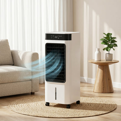 HOMCOM Portable Air Cooler, 3-In-1 Evaporative Air Cooler with 7 Litre Water Tank, 48° Oscillation, White 