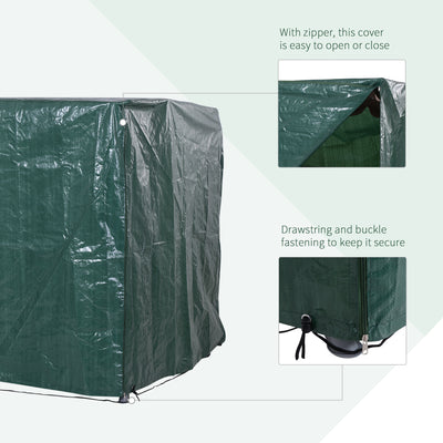 Outsunny Patio 3 Seater Swing Chair Bench Cover Outdoor Garden Furniture Rain Protection Cover Protector Waterproof Anti-UV, 215L x 155W x 150Hcm, Dark Green 