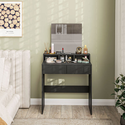 HOMCOM Multi-Storage Dressing Table, with Mirror - Black