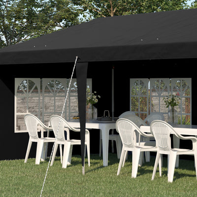 Outsunny 3 x 6m Pop-Up Gazebo, with Removable Walls - Black 