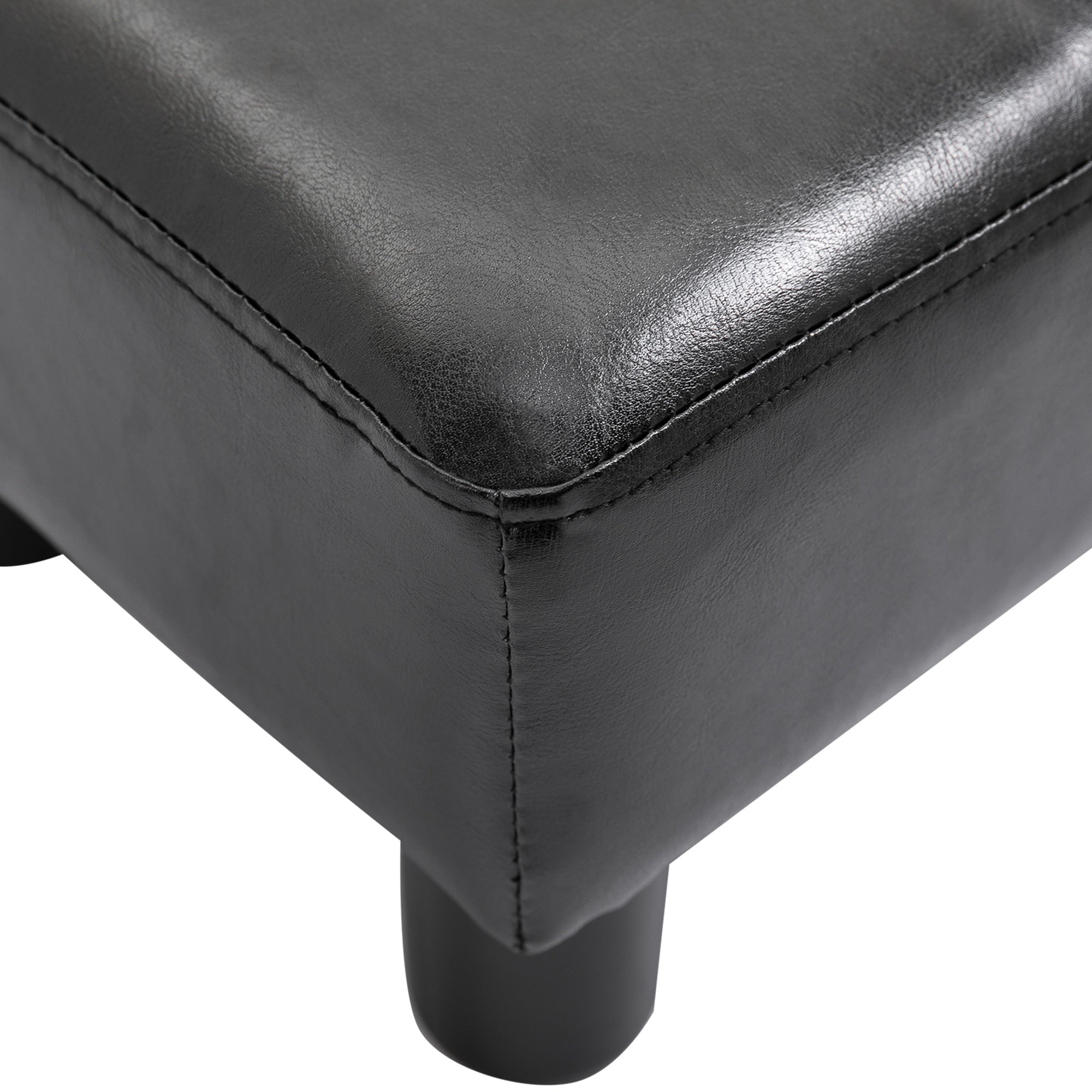 HOMCOM Faux Leather Footstool, Small Foot Rest, Rectangle Sofa Stool for Bedroom Living Room, Black 