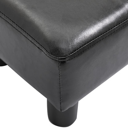HOMCOM Faux Leather Footstool, Small Foot Rest, Rectangle Sofa Stool for Bedroom Living Room, Black 