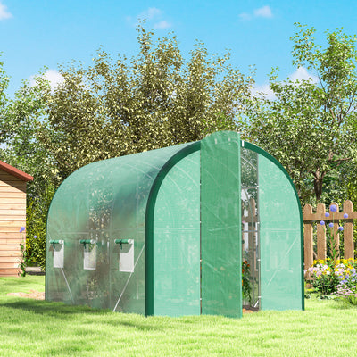 Outsunny 3 x 2(m) Polytunnel Greenhouse, with Windows and Doors - Green 